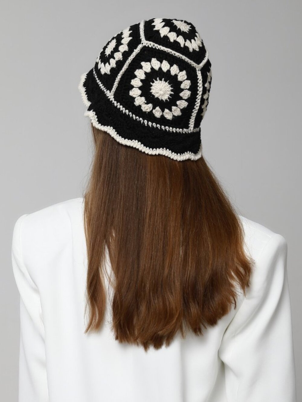 Black and White Crochet Bucket Hat | NEW! - Picture 2 of 6